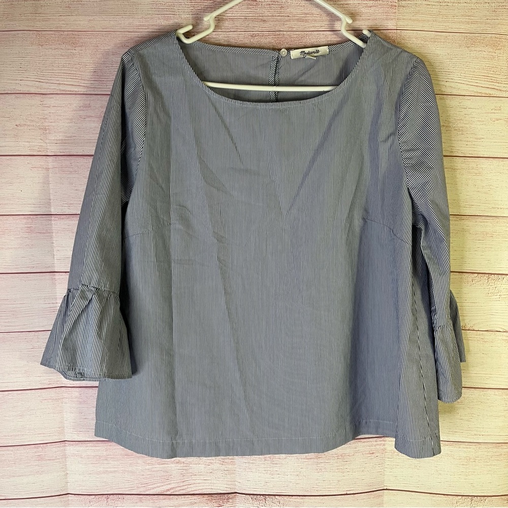 Madewell Blue White Stripe‎ Blouse Size Large